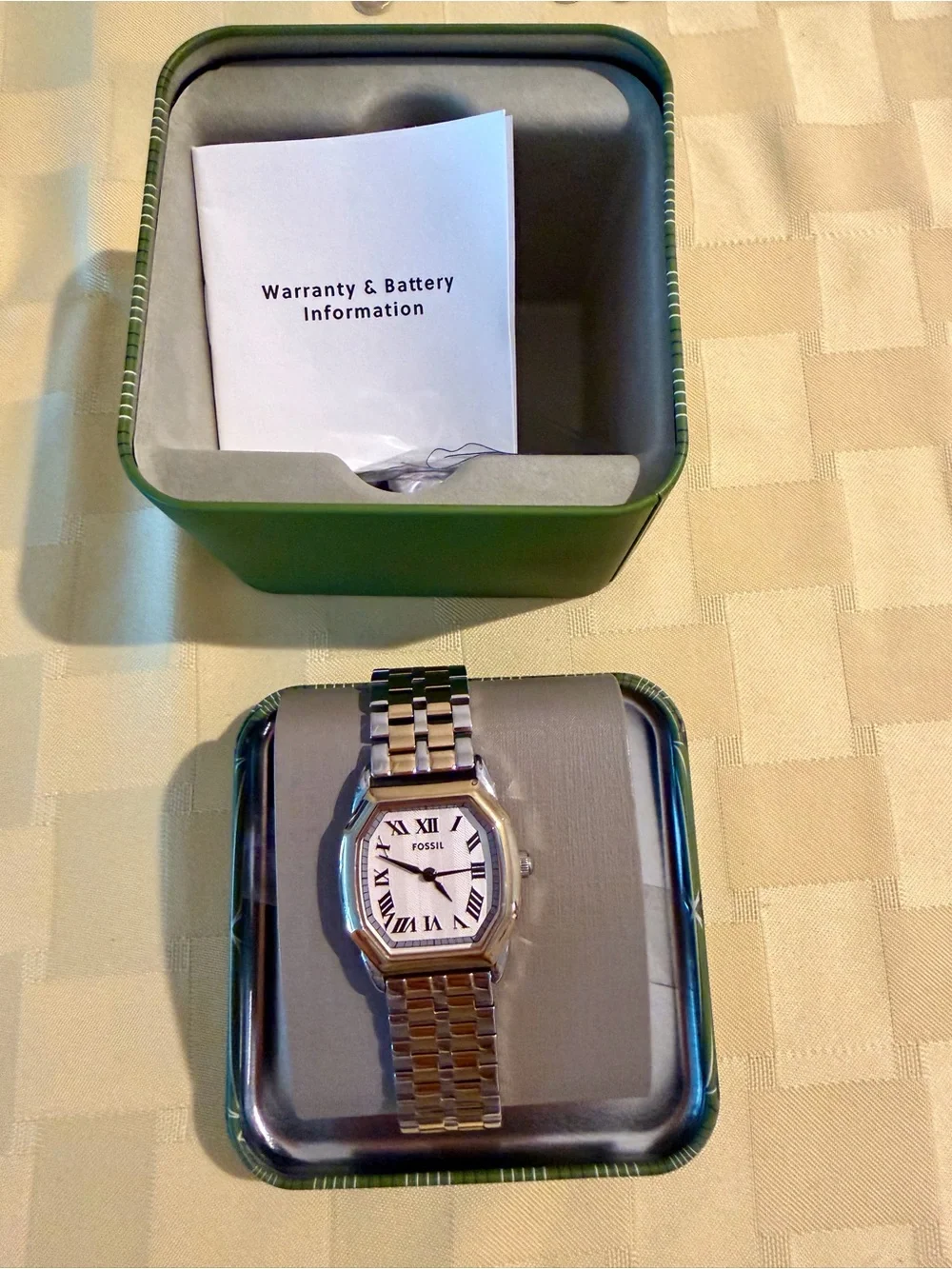 Fossil Two-Tone Silver and Gold Roman Dial Watch